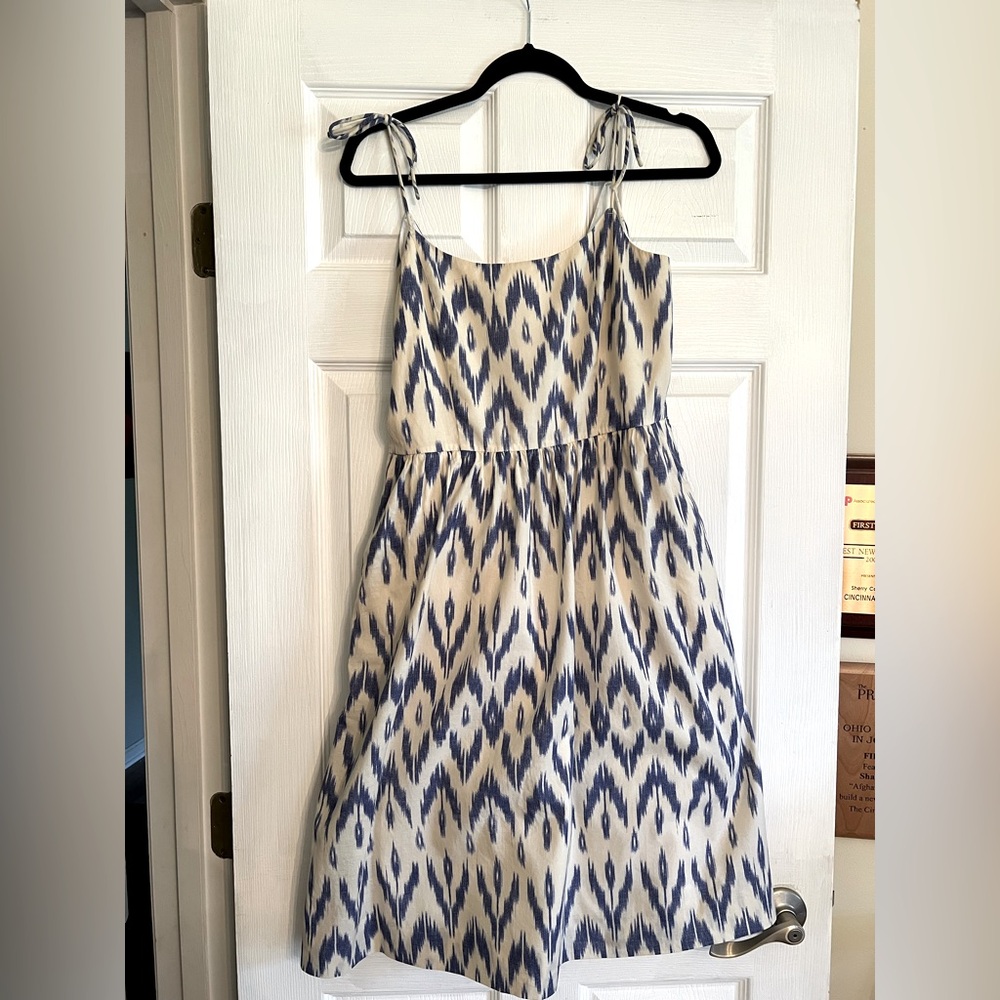 J. Crew Factory Dress Ikat Sundress 4 Tie Shoulders - Picture 2 of 5